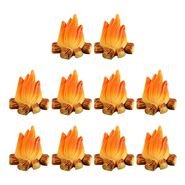 10 piezas modelo de fogata en miniatura fuego resina falsa modelo hoguera