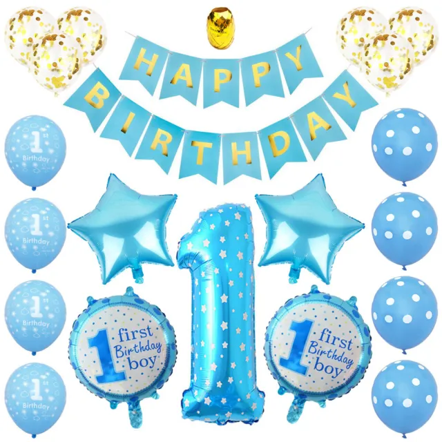 1st Birthday Decorations Set First Baby Boys and girls Banner Balloons Number