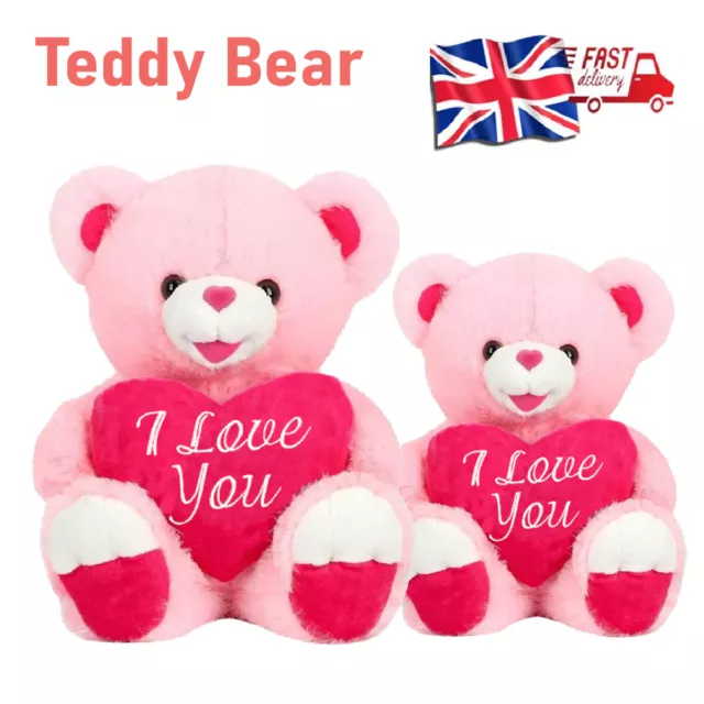 2025 I LOVE You Teddy Bear Red Heart Pillow Plush Cuddly Toy Valentine Xmas Gift £8.99 PicClick UK