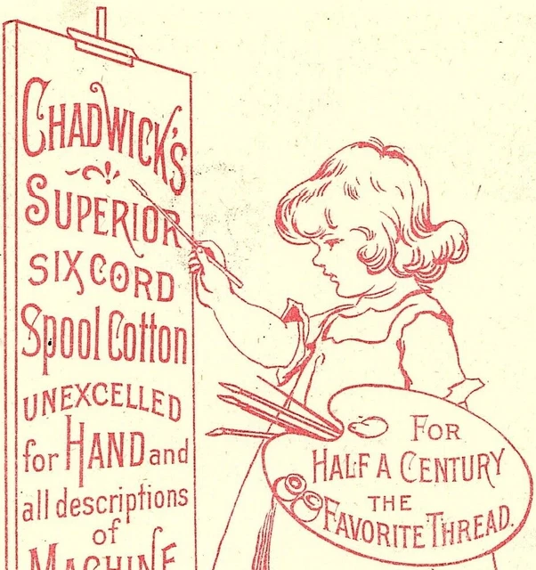 1870's-80's Lovely Cute Girl Chadwick's Cotton Thread Painting Easel Artist
