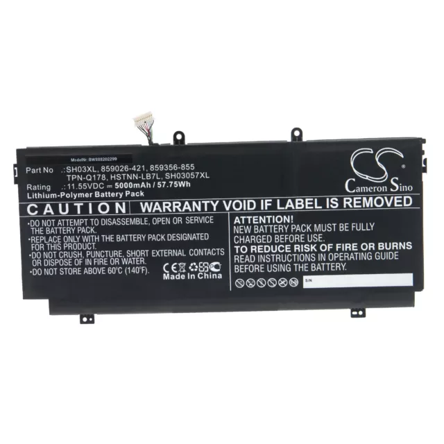 Batterie remplace HP SH03057XL HSTNN-LB7L SH03XL 859356-855 859026-421 5000mAh