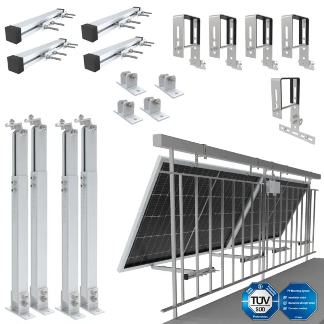NuaSol - Support de fixation pour balustrades pour 2 panneaux solaires 80 x 80mm