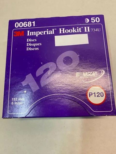 3M Imperial Hookit Ii 6" Sanding Discs Film 00681 Disc 50 Pcs 734U P120 Grit