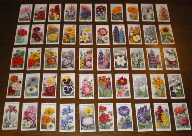 Full set of WILLS GARDEN FLOWERS 1933 cigarette cards VG condition