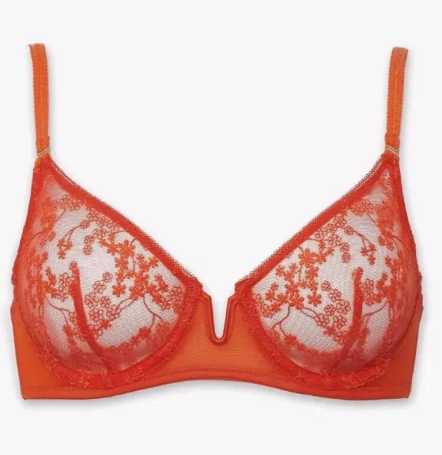 NWT - 34D Huit Women's Underwire Bra - HOS-C4 - Tangerine