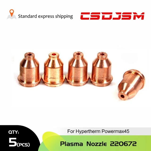5pcs 220672 Plasma Cutter Nozzle For Hypertherm Powermax45 Plasma Torch