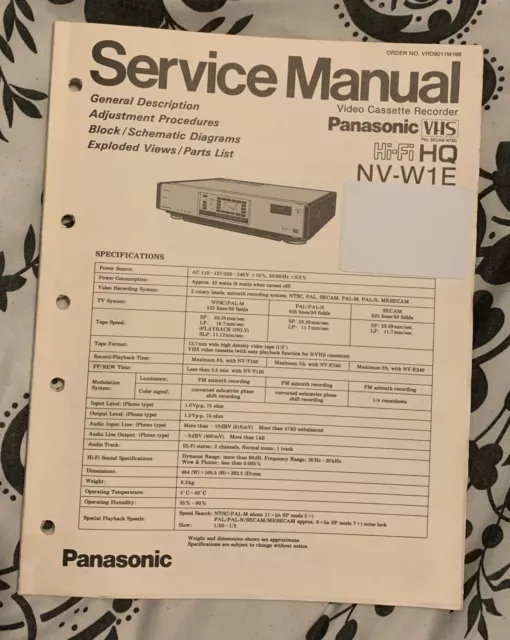 Panasonic NV-W1E Multi-Standard VCR Service Manual - original