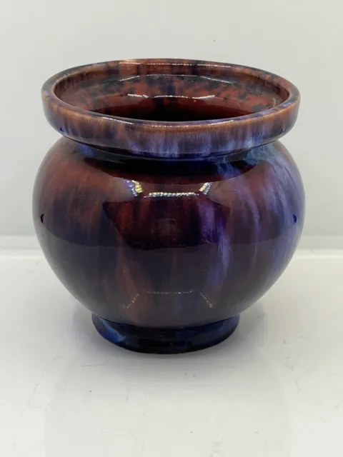 Vintage Small Studio Pottery Pot/Vase. Drip Glaze. Blue/Pink/Purple. 9 cm High