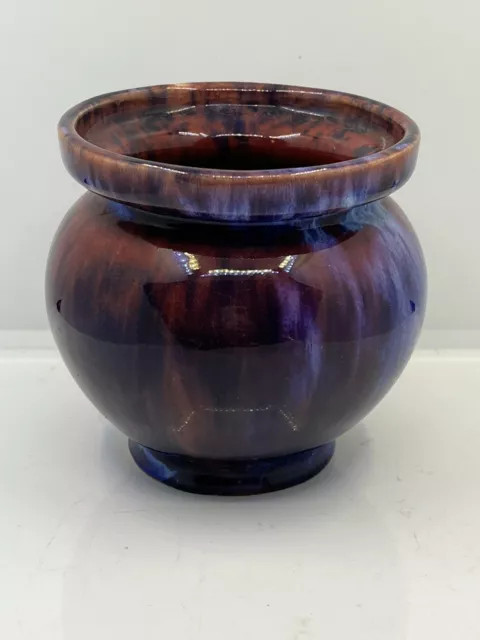 Vintage Small Studio Pottery Pot/Vase. Drip Glaze. Blue/Pink/Purple. 9 cm High
