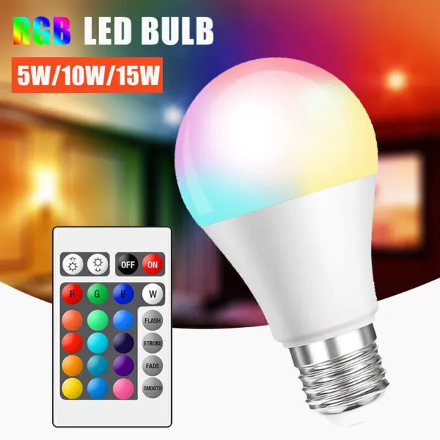 15W E27 LED Glühbirne RGB Farbwechsel Dimmbar Birne Licht mit Fernbedienung DE