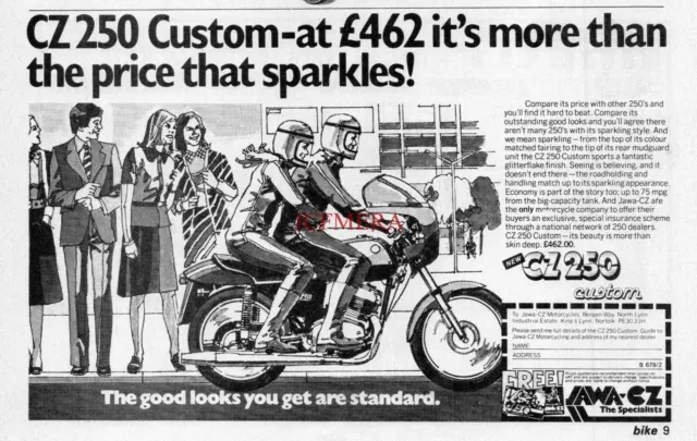 JAWA/CZ '250 Custom' Motor Cycle ADVERT Original Vintage 1979 Print Ad 690/69