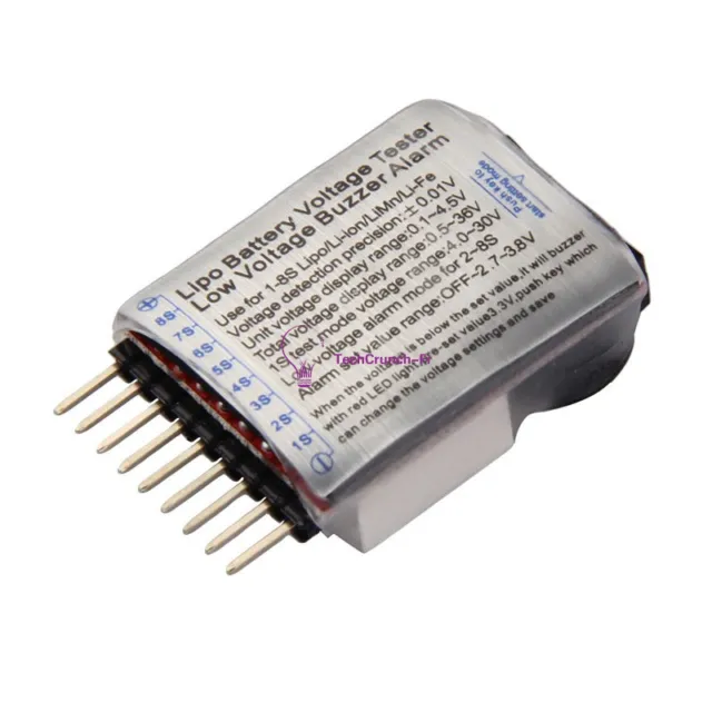 1-8S Lipo/Li-ion/Fe Battery Voltage 2IN1 Tester Low Voltage Buzzer Alarm 3