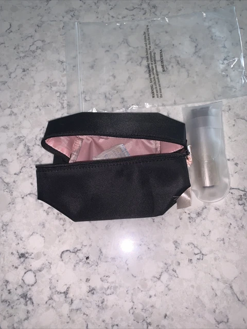 Mary Kay BLACK Makeup Cosmetic Travel Bag - Zip Up Travel Case - w/ Blush Brush