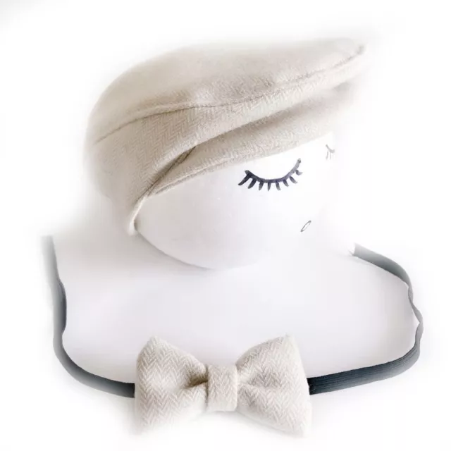 Baby Newborn Peaked Beanie Cap Hat  Tie Photo Photograp Gatsby Hat  Beret Hat 2