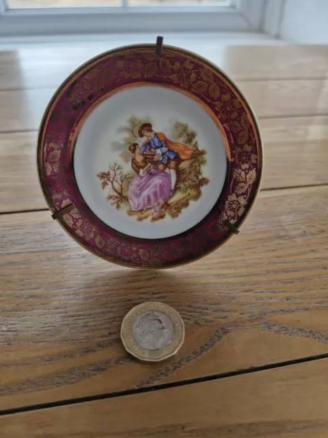 Limoges France Porcelaine d’Art Lovely Romantic Scene Miniature Plate