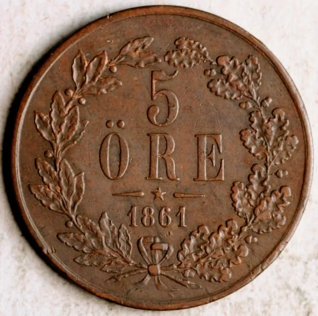 Sweden 5 Ore 1861 /57 (Overdate!)