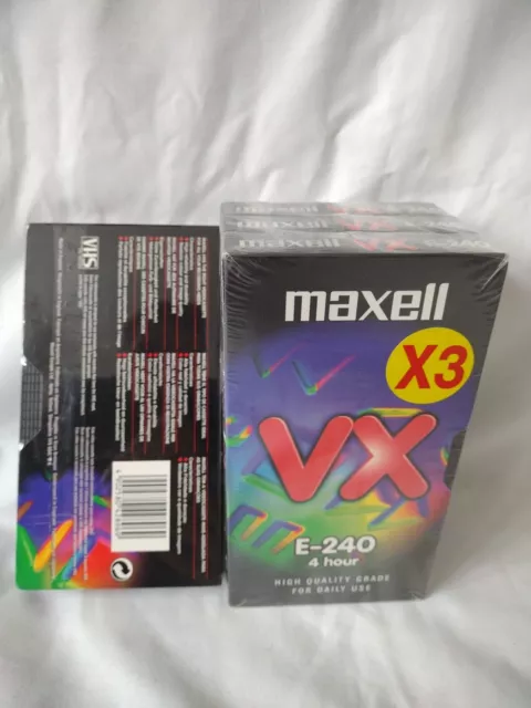4 x Maxell VX E-240 4 Hour Blank Video VHS Tape NEW & SEALED 2
