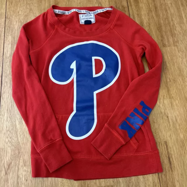 Victorias Secret PINK Philadelphia Phillies Red Lightweight Sweatshirt Sz XSMALL