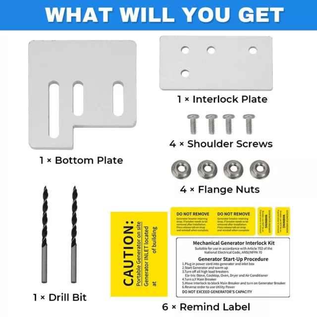 New Generator Interlock Kit For Square D QO Or Homeline 150 200 Amp LISTED Panel