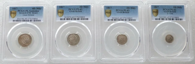 1817 Great Britain George III Maundy Silver 4 Coin Set PCGS PL62