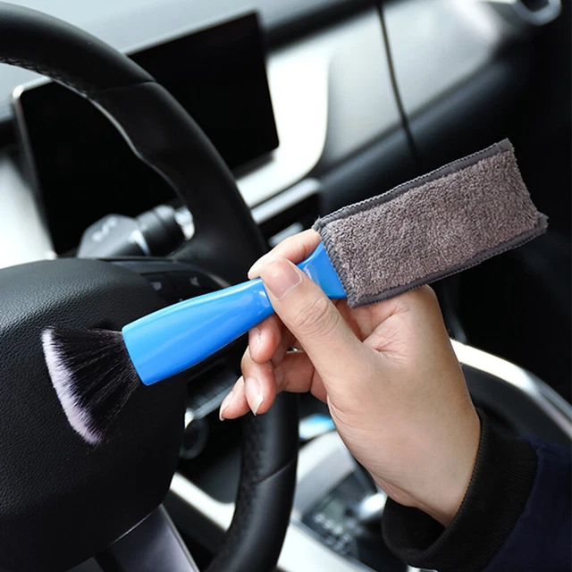 2 in 1 setole morbide auto Bursh spolverino universale per pulizia auto (blu)