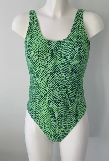 Boohoo Green Snakeskin Print Swimsuit UK 12