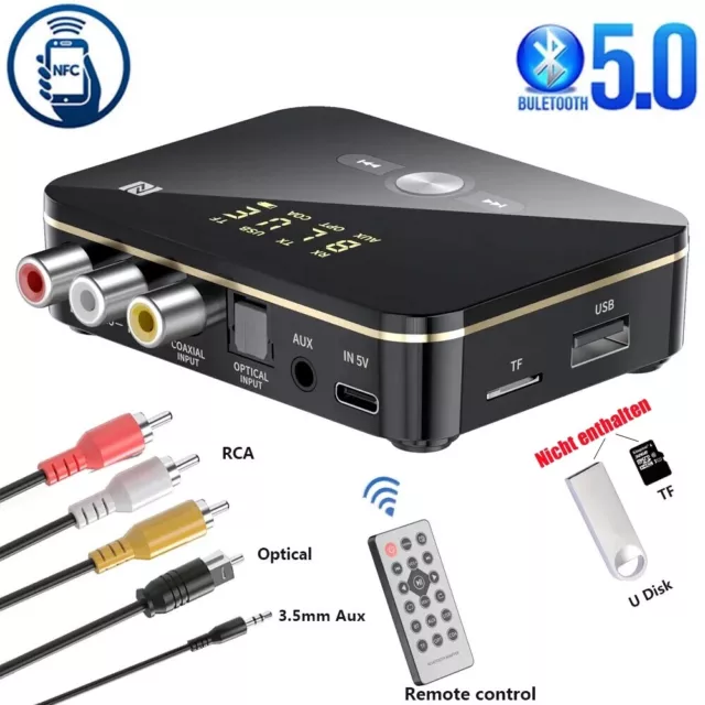 3 In 1 Bluetooth 5.0 Empfänger Sender Receiver NFC HiFi Stereo Audio Adapter AUX