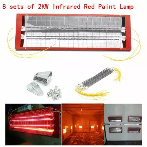 8 X 2KW Spray Baking Booth Infrared Red Paint Curing Light Heating Lamp Heater