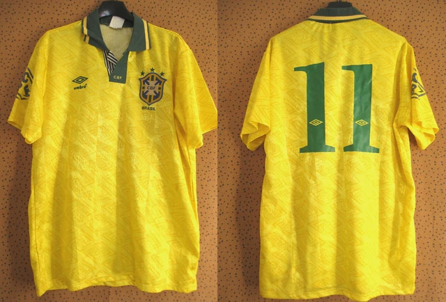 Maillot Extérieur Brésil Vintage Umbro Années 90 – Taille 14 Ans, Bleu, Manches Courtes