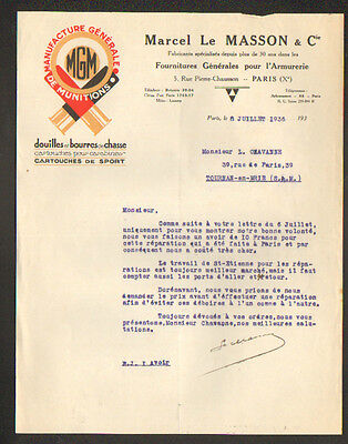 PARIS USINE de MUNITIONS de CHASSE et TIR "Ets XIX° Marcel GAUPILLAT" 1934 
