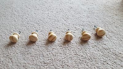Drawer Pulls - 1 1/8" Wooden Knobs - 6 pieces