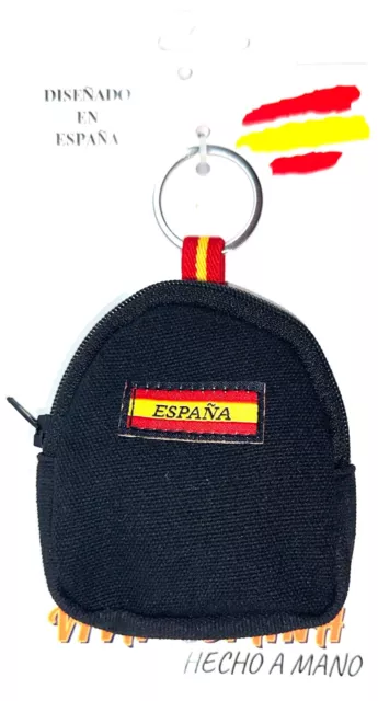 Llavero Bolso Bandera de España Bolsito Mochila con Cremallera de Tela. 2