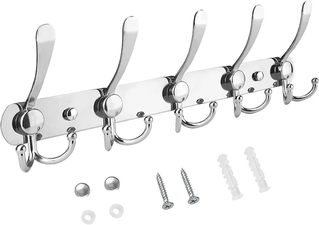 Wall Mounted Coat Rack, Five Heavy Duty Tri Hooks All Metal Construction for Jac