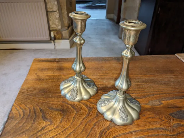 Pair of 9.5 Inch antique/ vintage Silver Plated Candlesticks