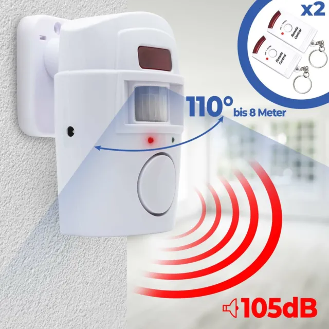 Movimiento Sensor Radio 105DB Sirena Puerta Alarma Dispositivo Seguridad System