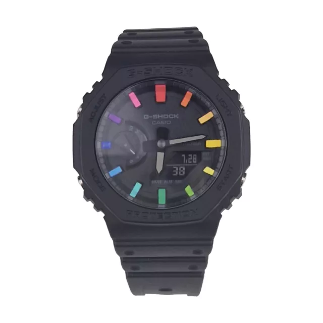 Custom Watch Rainbow Mods Hand Painted Black Casio G-Shock Casioak GA2100-1A1