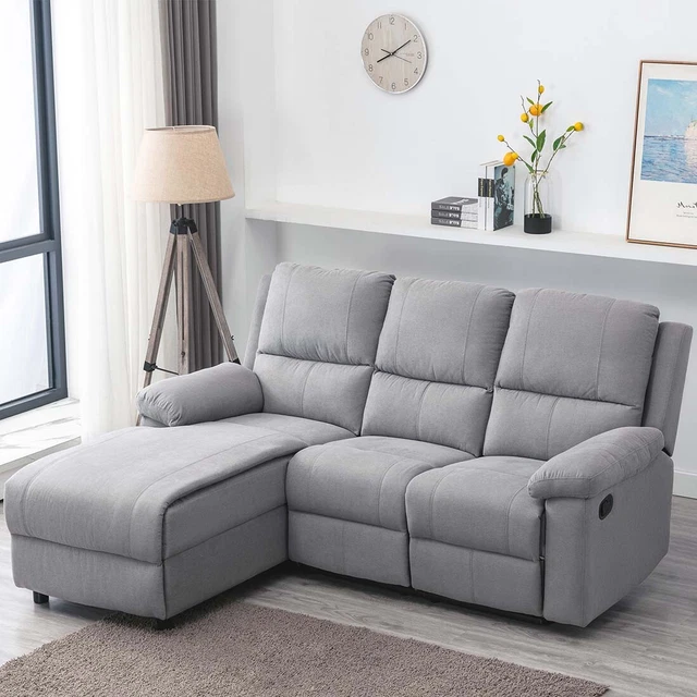 Valencia Fabric Chaise 3 Seater High Back Lounge L Shaped Corner Recliner Sofa 3