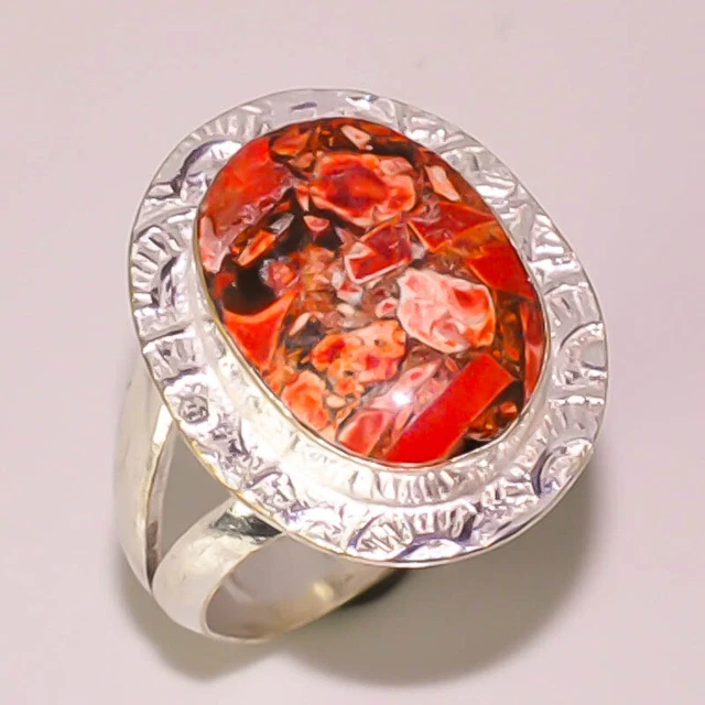 Red Sea Sediment Handmade Jewelry 925 STERLING SILVER PLATED RING 8.5