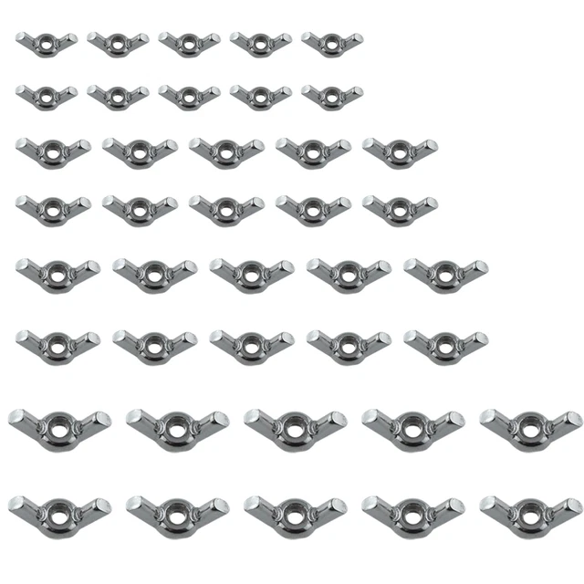 40PCS 304 Stainless Steel Wing Nuts M3 M4 M5 M6 Butterfly Wing Nuts Non-Slip Non