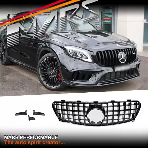 Gloss Black AMG GT-R Style Bumper Bar Grille for Mercedes-Benz GLA X156 2018-20