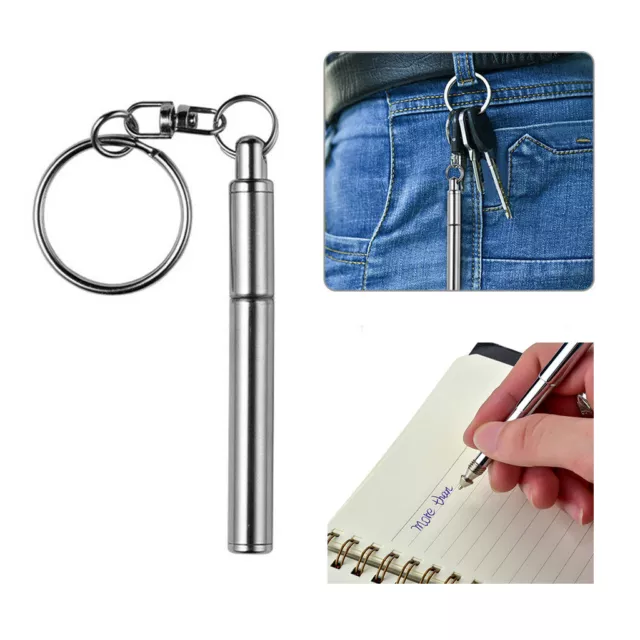 Mini Metal Key Ring Stainless Steel Telescopic Pen keyring telescoping Pen Tool