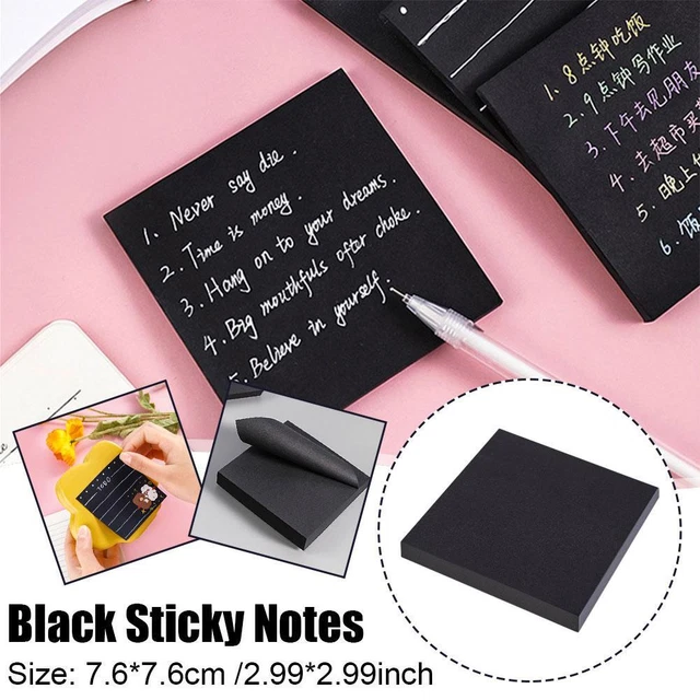 Black Sticky Notes 2.99*2.99inch 50Sheets/Pad Self-Stick Pa Notes G99C