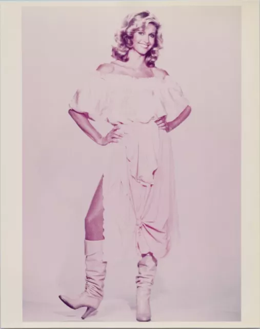 Olivia Newton-John 1970's 8x10 photo full length smiling white dress and boots
