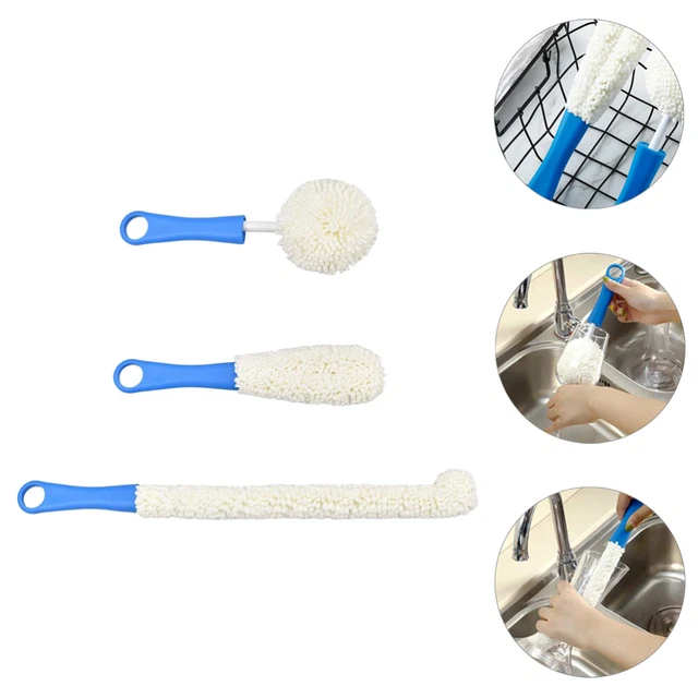 3 Pcs Wine Decanter Cleaning Brush Pp Plastic Handle Wine Decanter Brush Blue