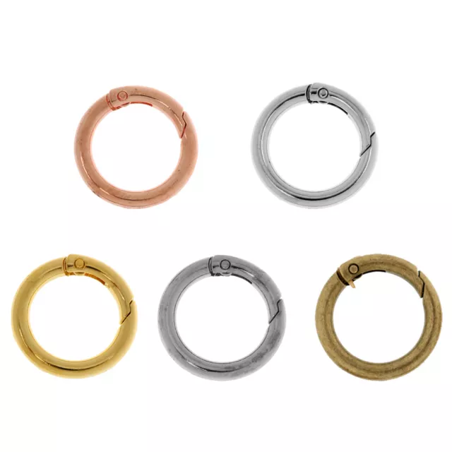 5 Rundringe Zinklegierung Rund Karabiner 28mm O Ring Schnapphaken Schlüsselring