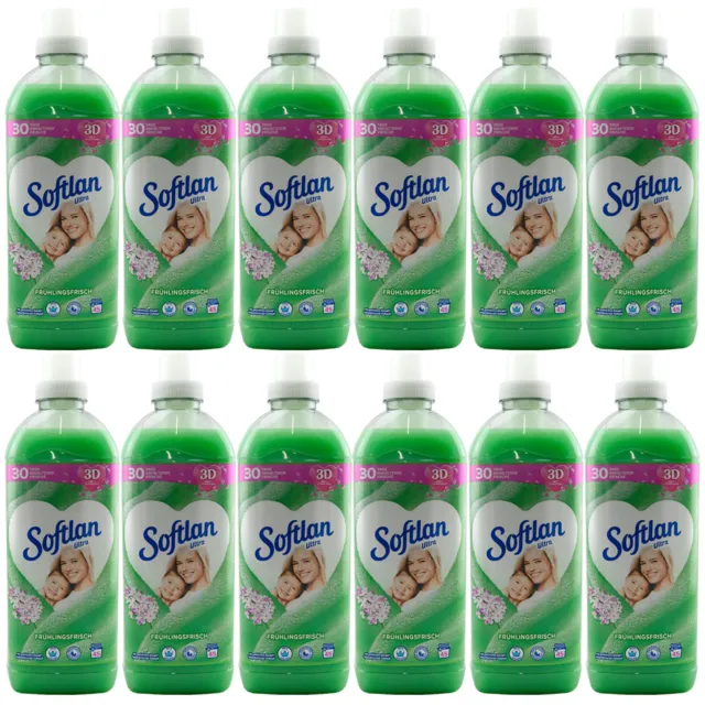 Softlan Frühlingsfrisch Fabric Softener 12x 1 Litre for 45WL Mit Natural Extract