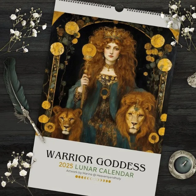 WARRIOR GODDESS 2025 Moon Phase Calendar, 2025 Wall Calendar with 12