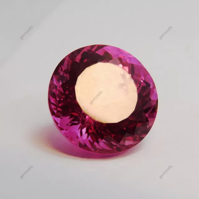 Natural 17.55 Ct CERTIFIED Loose Gemstone Eye-Catching Pink Ruby Round Cut Gem.