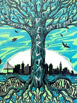 Pearl Jam Poster Oakland Arena 2022 Evangeline Gallagher SE N2 Green Tree 4