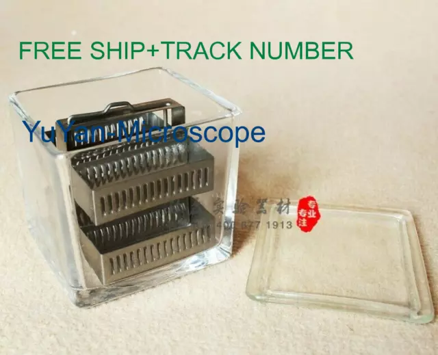 Microscope Slides Glass Coplin Jar with Rack Stand,can put 30pcs Slides